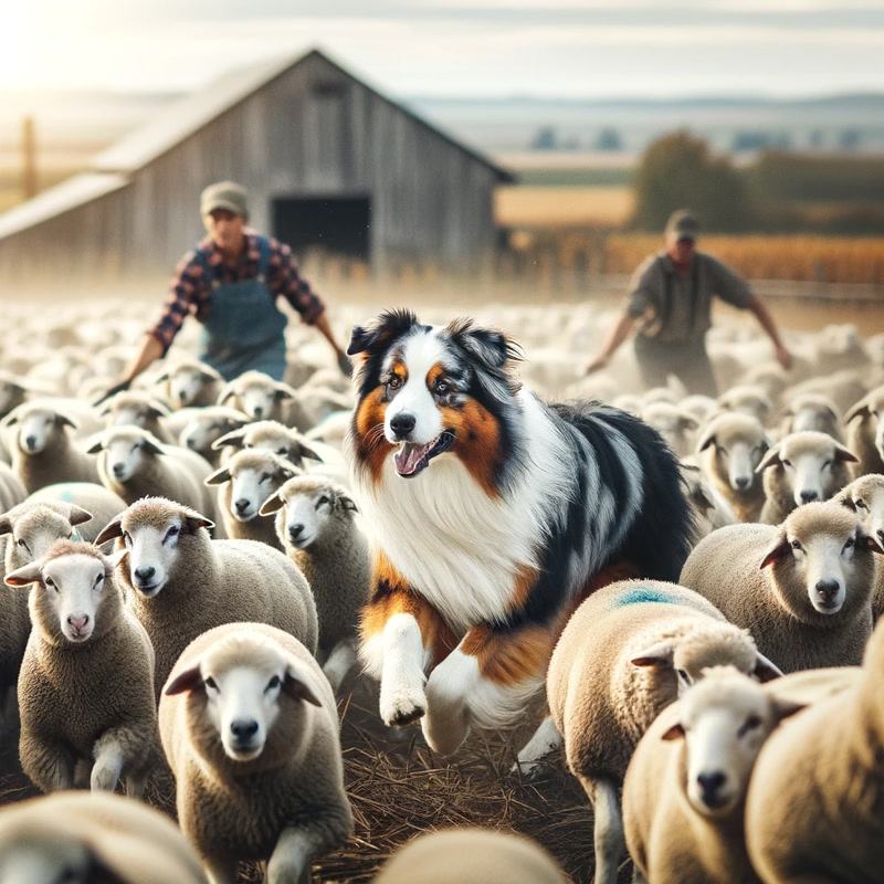 Australian Shepherd Herding Sheep