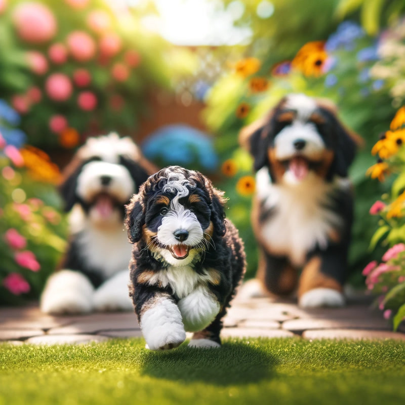 Bernedoodle Puppy with Different Size Variants