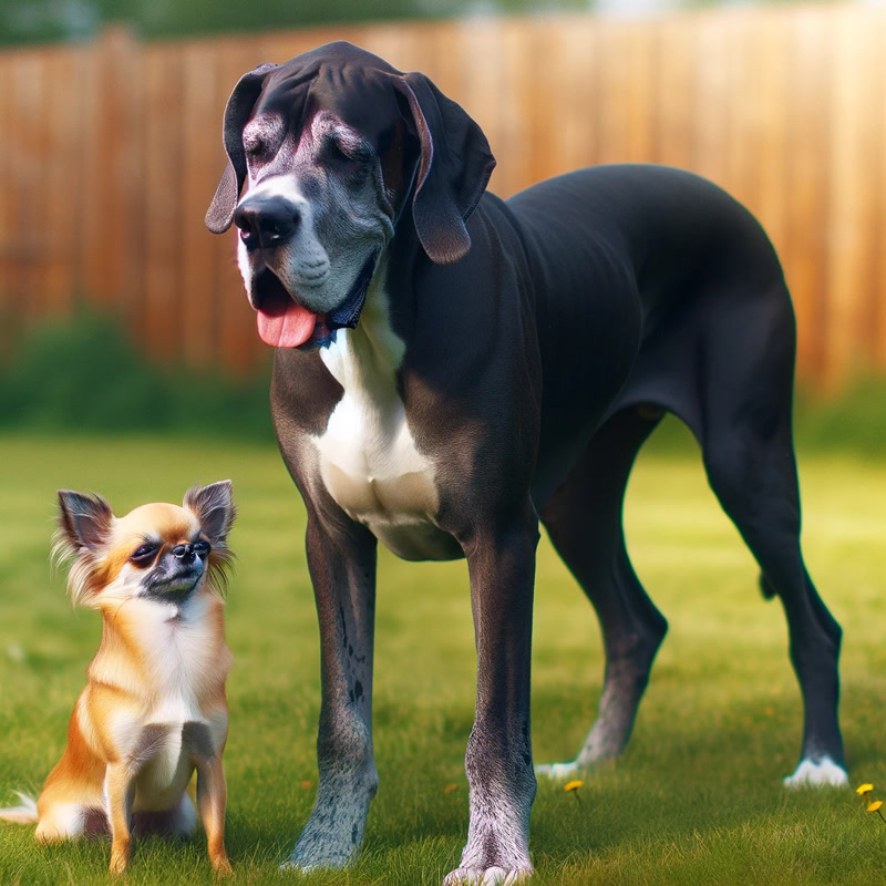 Chihuahua and Great Dane Side by Side
