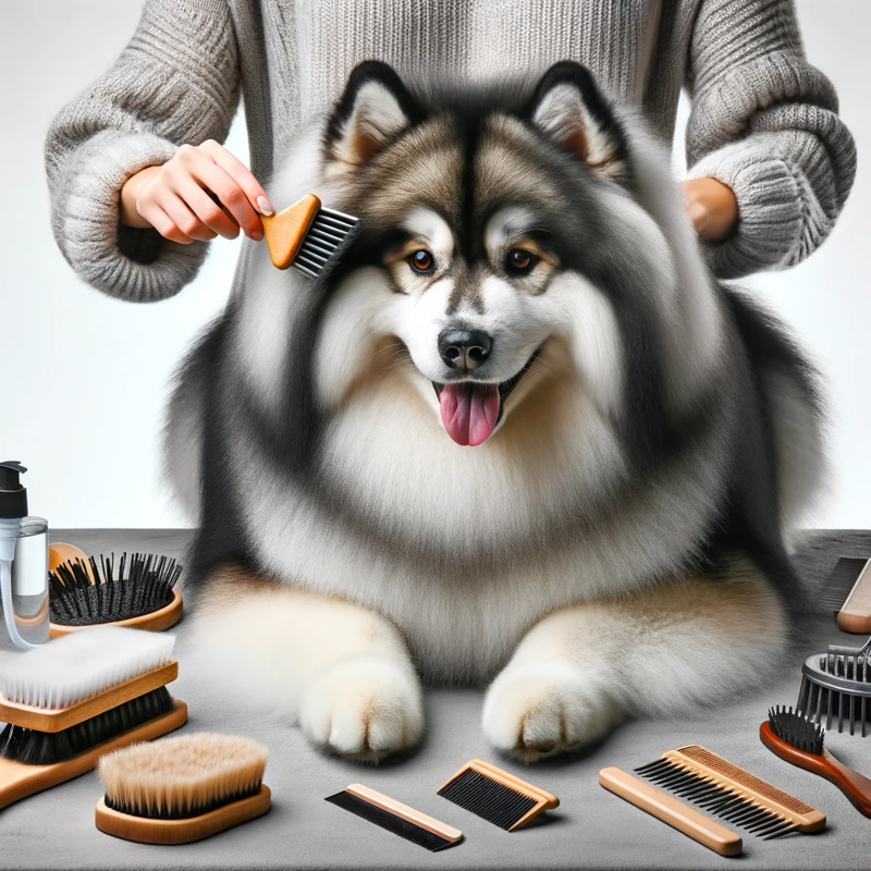 Grooming a Spitz Dog