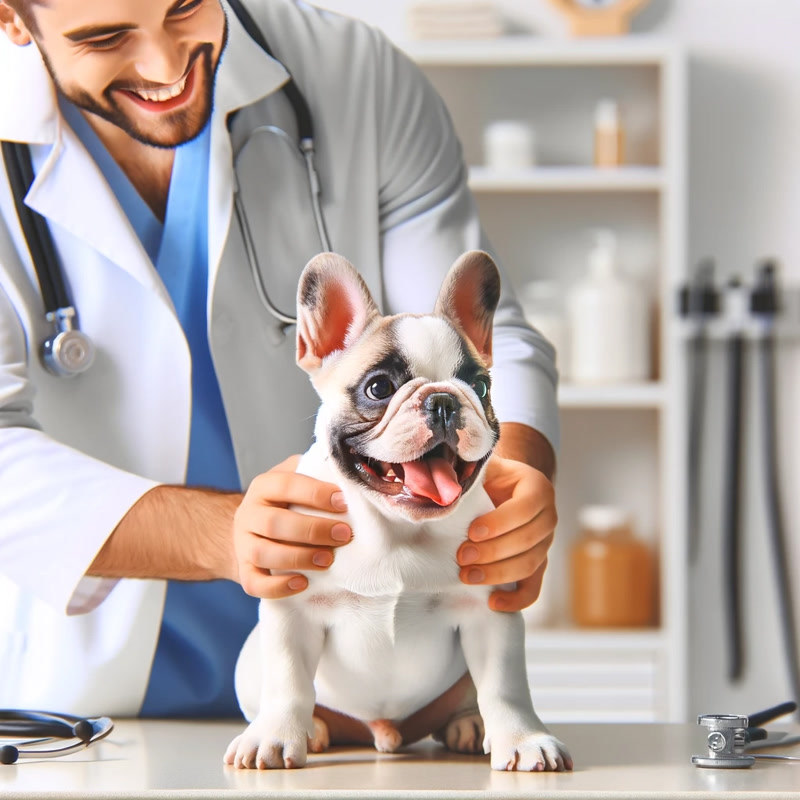Playful French Bulldog with a Vet