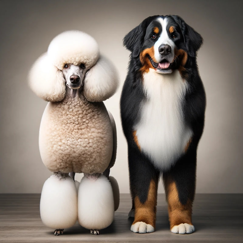 Poodle and Bernese Mountain Dog