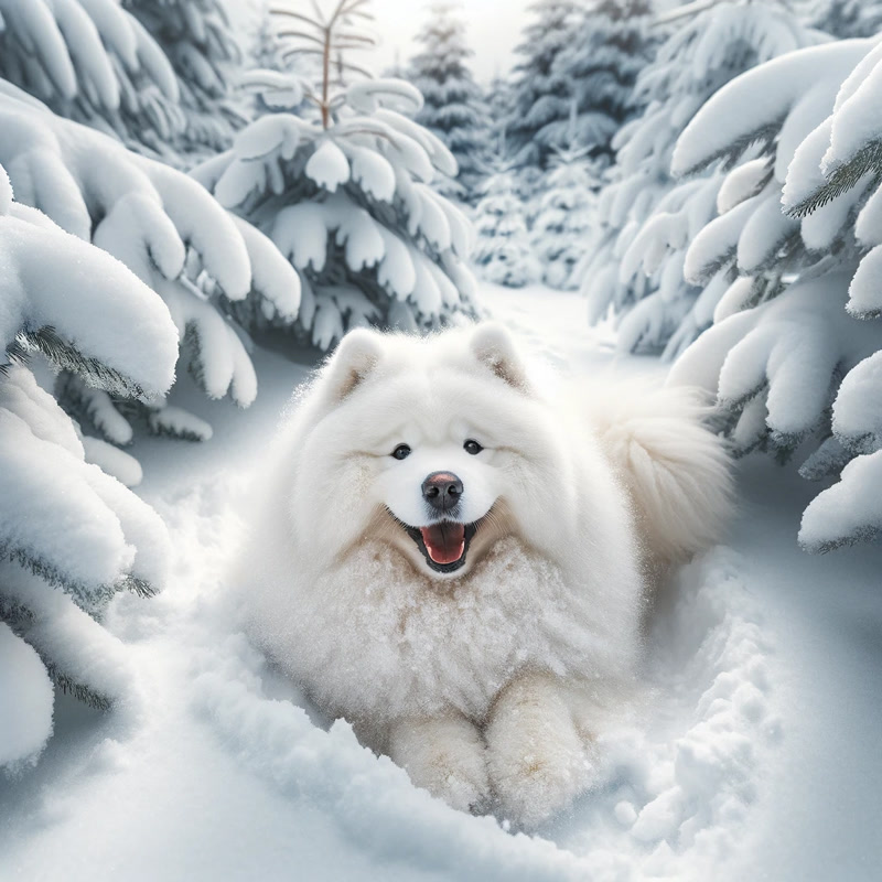 Samoyeds Winter Wonderland