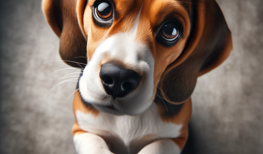 The Beagle giving the classic puppy dog eyes look