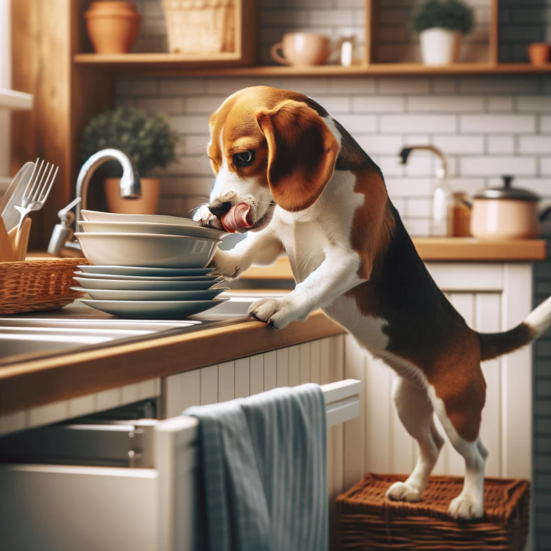 The Beagle in the kitchen