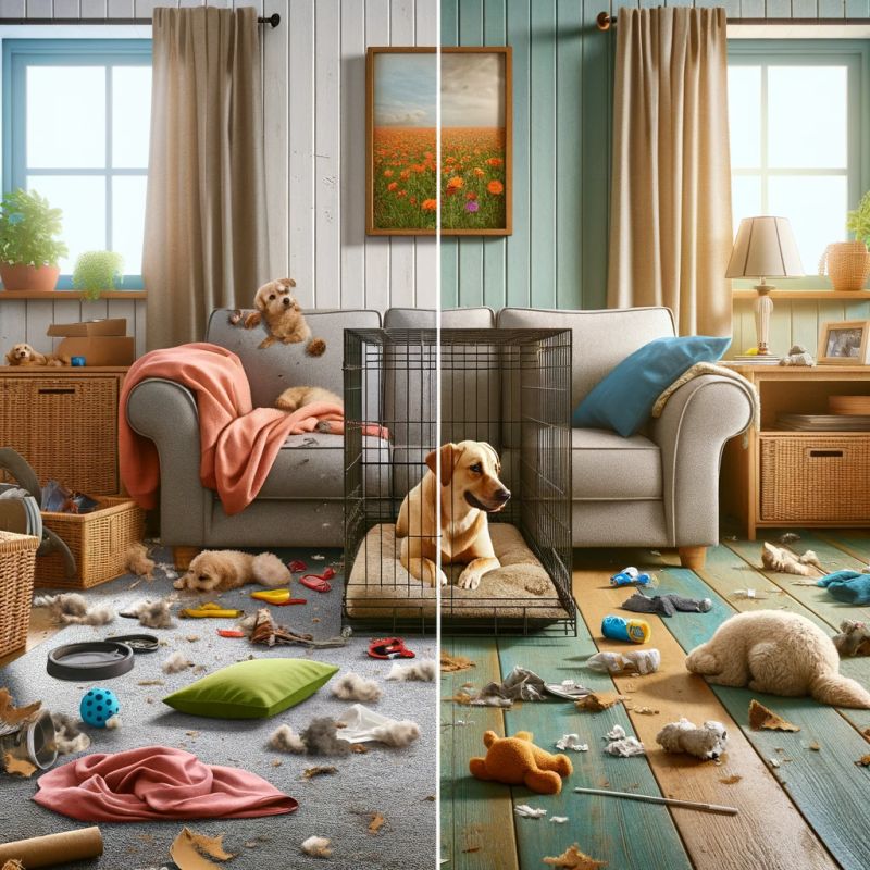 Before and After Home Destruction by an Anxious Dog