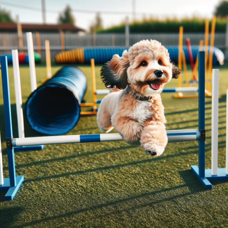 Cockapoo in an Agility Course