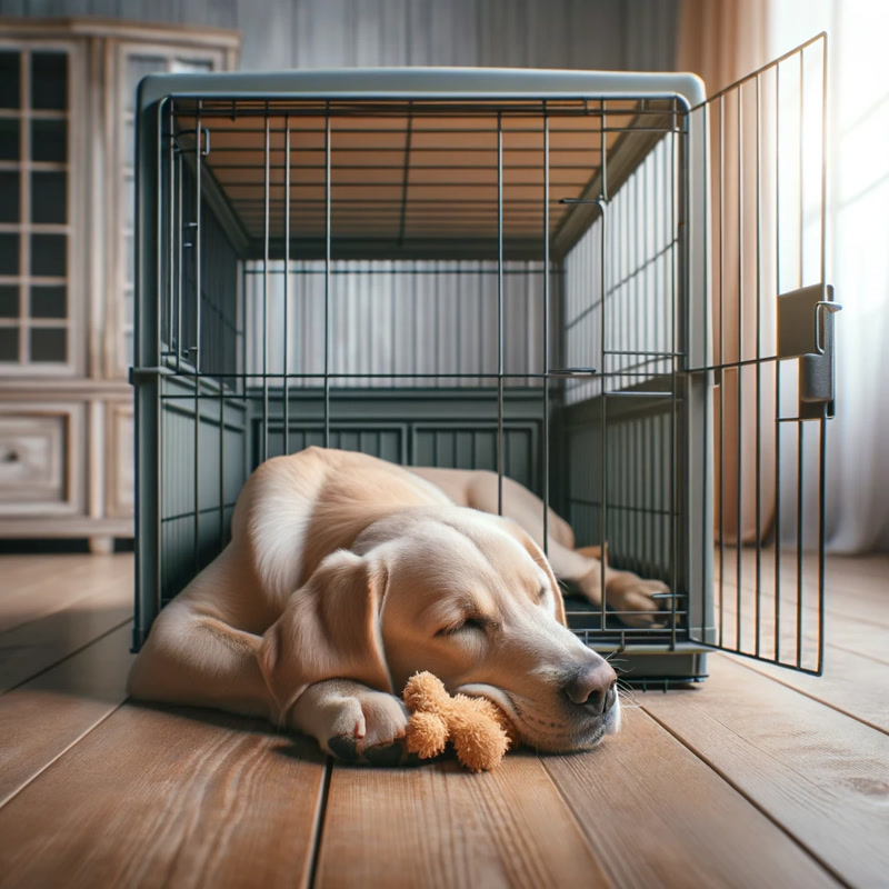 Dog Enjoying Personal Time in Crate