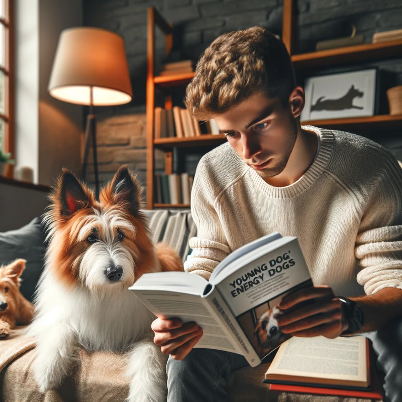 Dog Owner Reading Dog Care Book