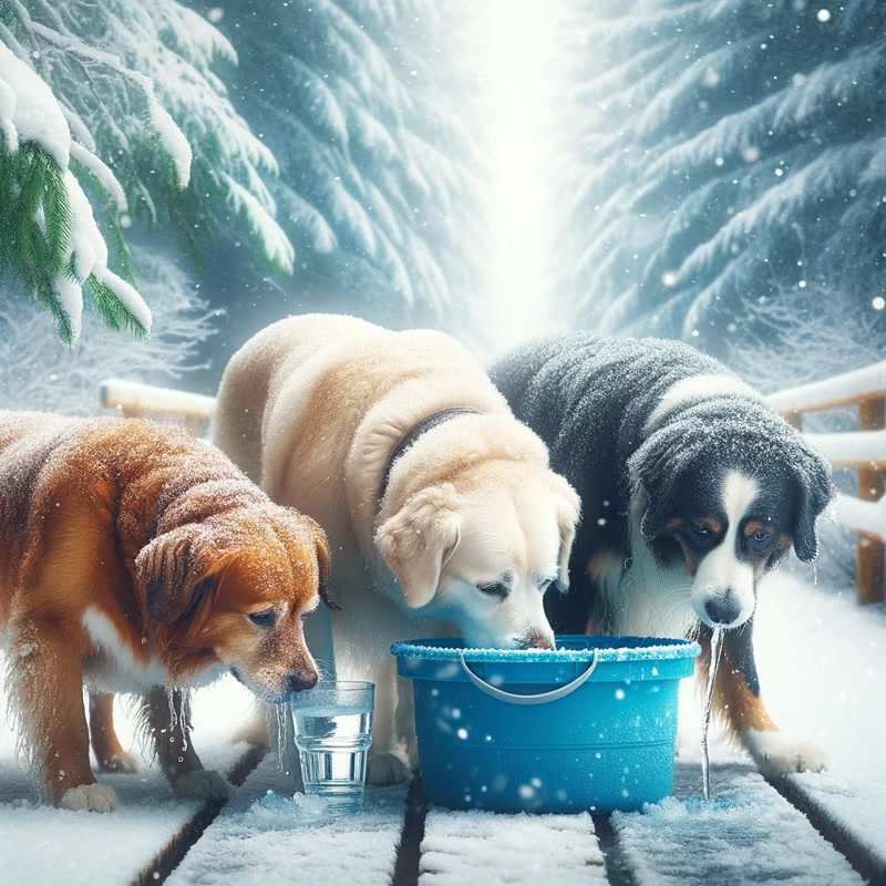 Hydrated Dogs on a Snowy Walk