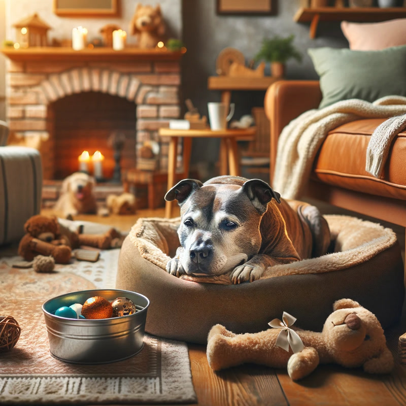Older Pitbull Dog in a Homely Setting