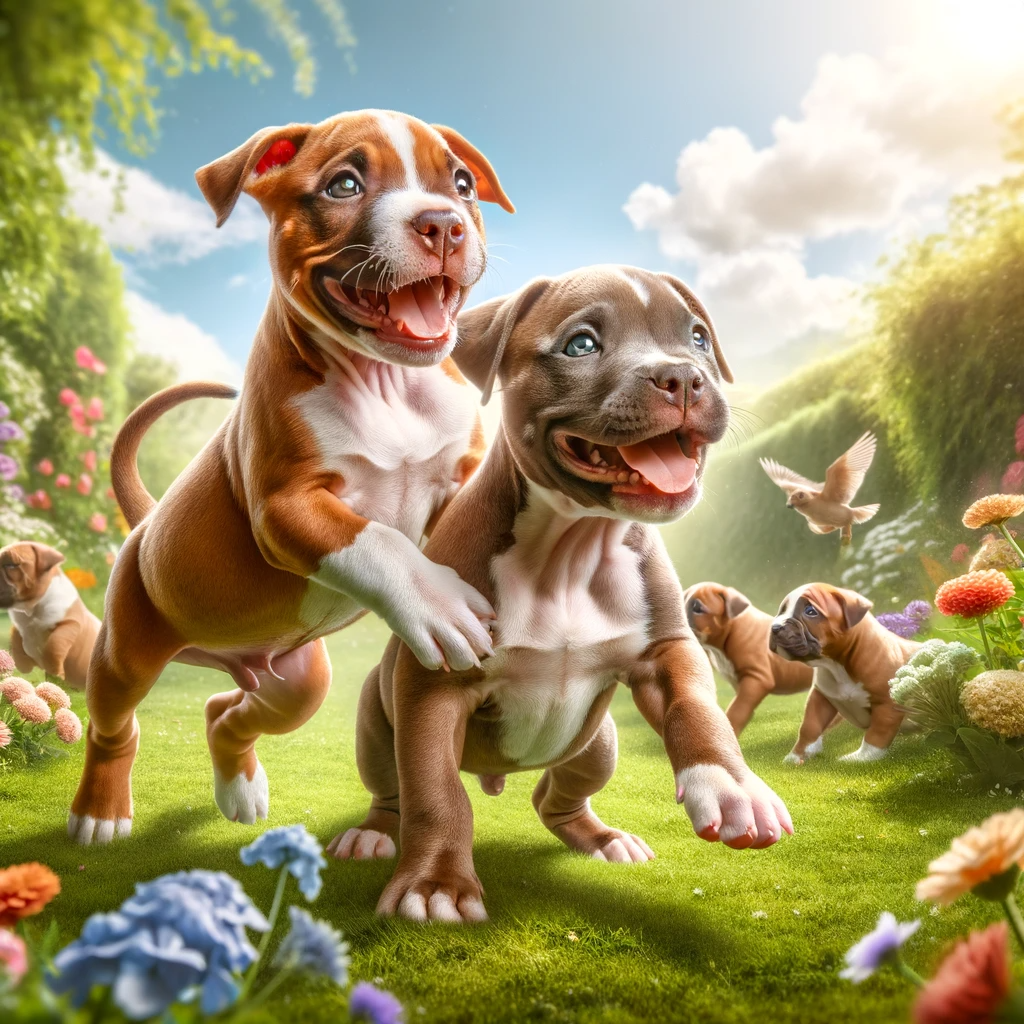 Pitbull Puppies Playing Together