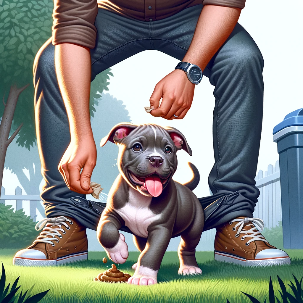 Pitbull Puppy Learning Outdoor Potty Habits