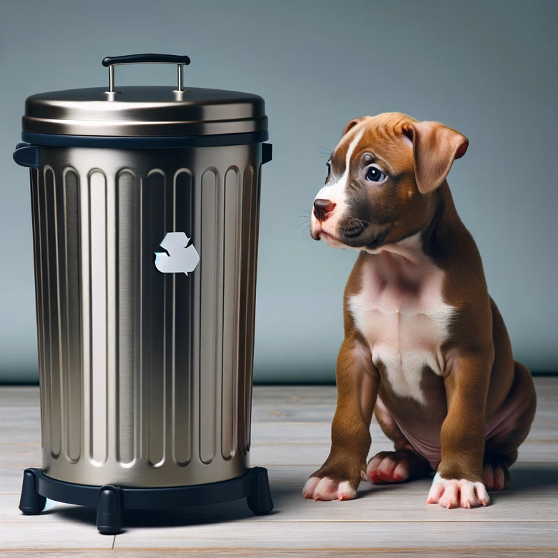 Pitbull Puppy vs. Trash Can