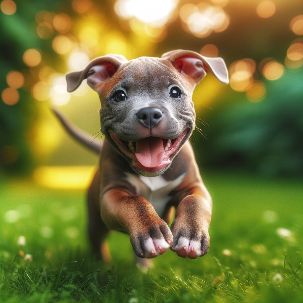 Playful Pitbull Puppy in a Natural Setting