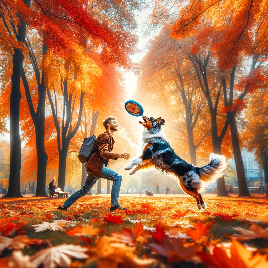 Playing Fetch with Your Dog in Autumn