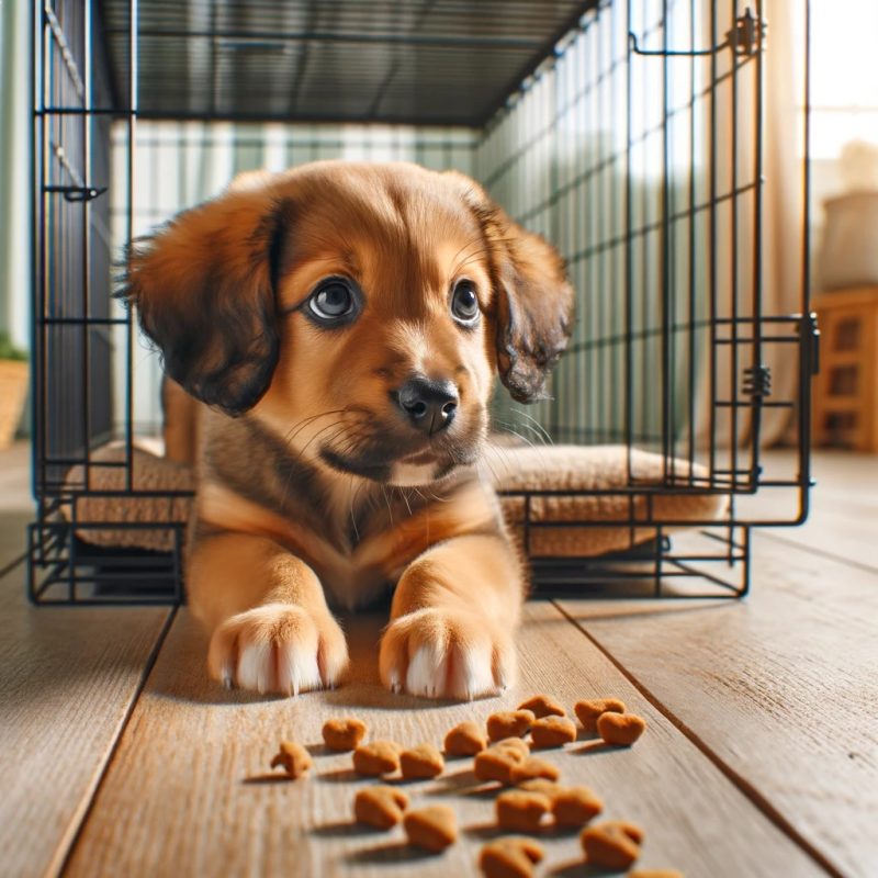 Puppy Exploring the Crate