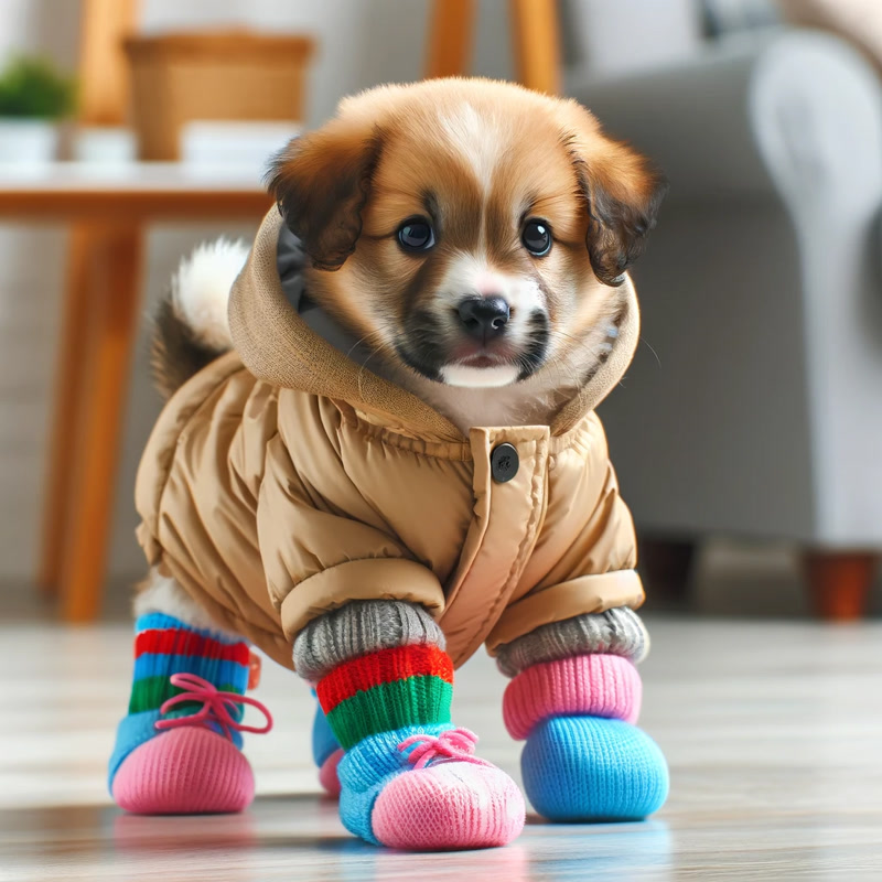 Puppy in Winter Apparel