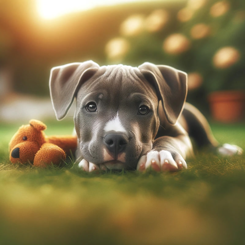 Relaxed Pitbull Puppy After Playtime