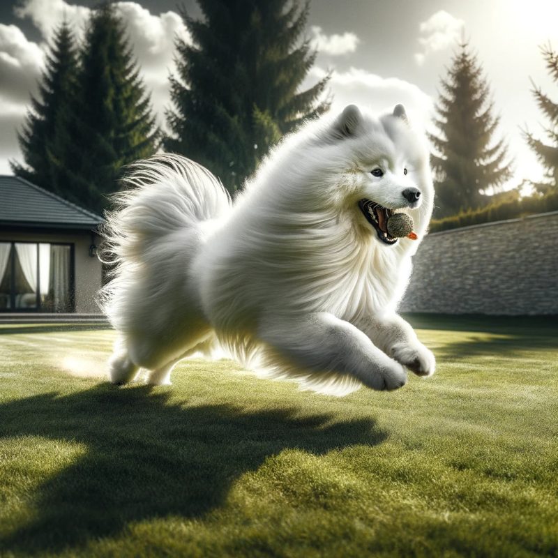 Samoyed Engaging in Physical Activity