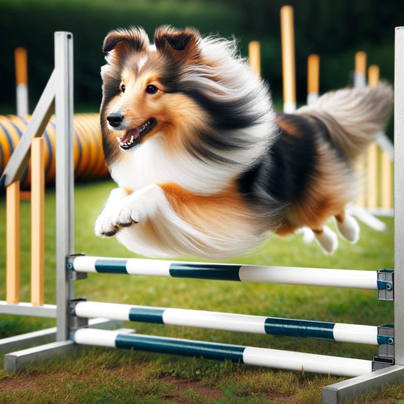 Shetland Sheepdog in action highlighting its agility and herding skills