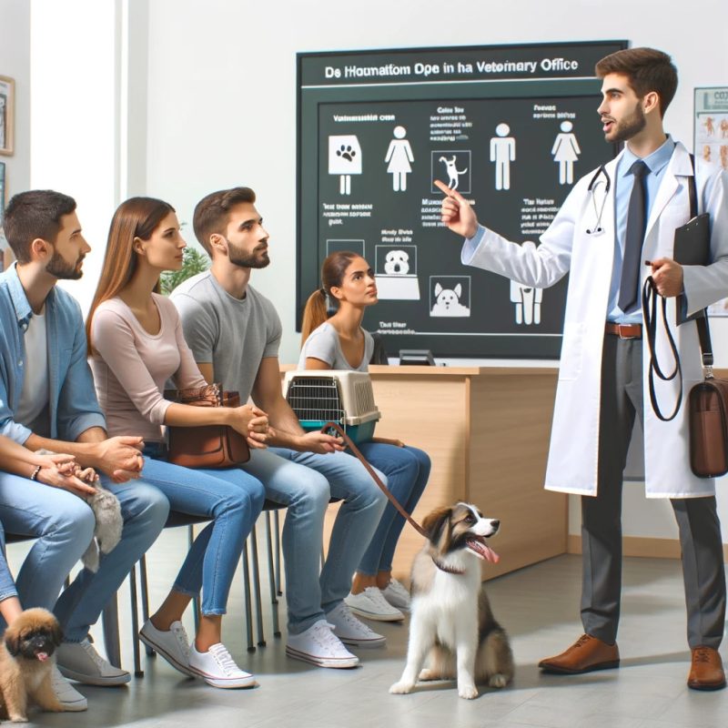 Veterinarian Discussing Waiting Room Safety with Pet Owners